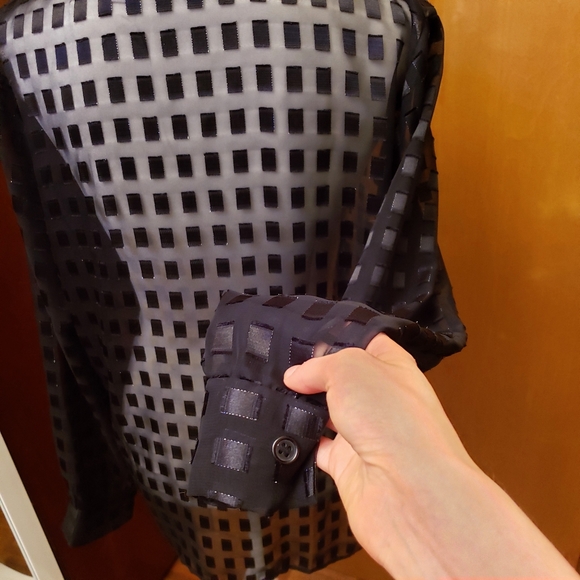 appàrenza Vintage Black Sheer Button Down Shirt L - Picture 6 of 7